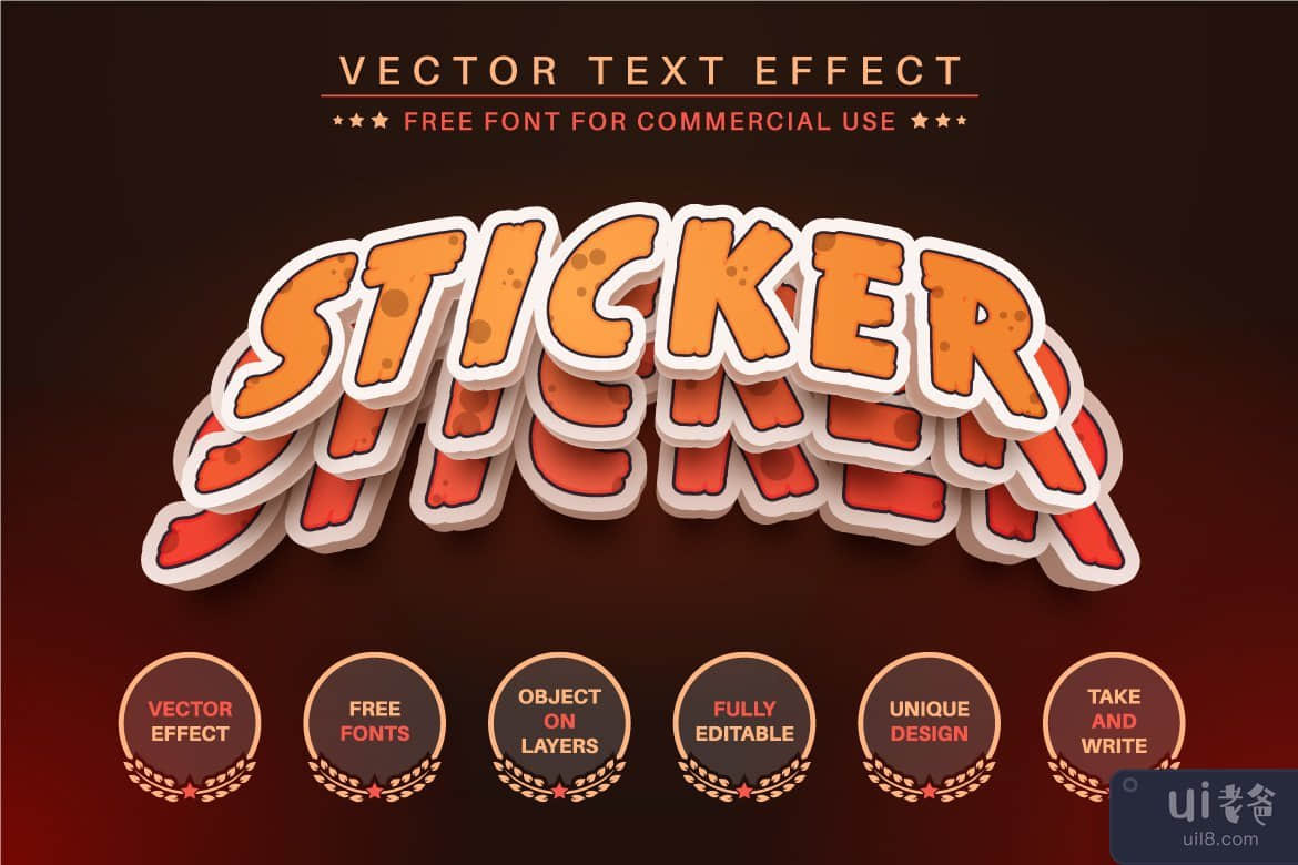Grunge Sticker - 可编辑的文字效果，字体样式(Grunge Sticker - Editable Text Effect, Font Style)插图3