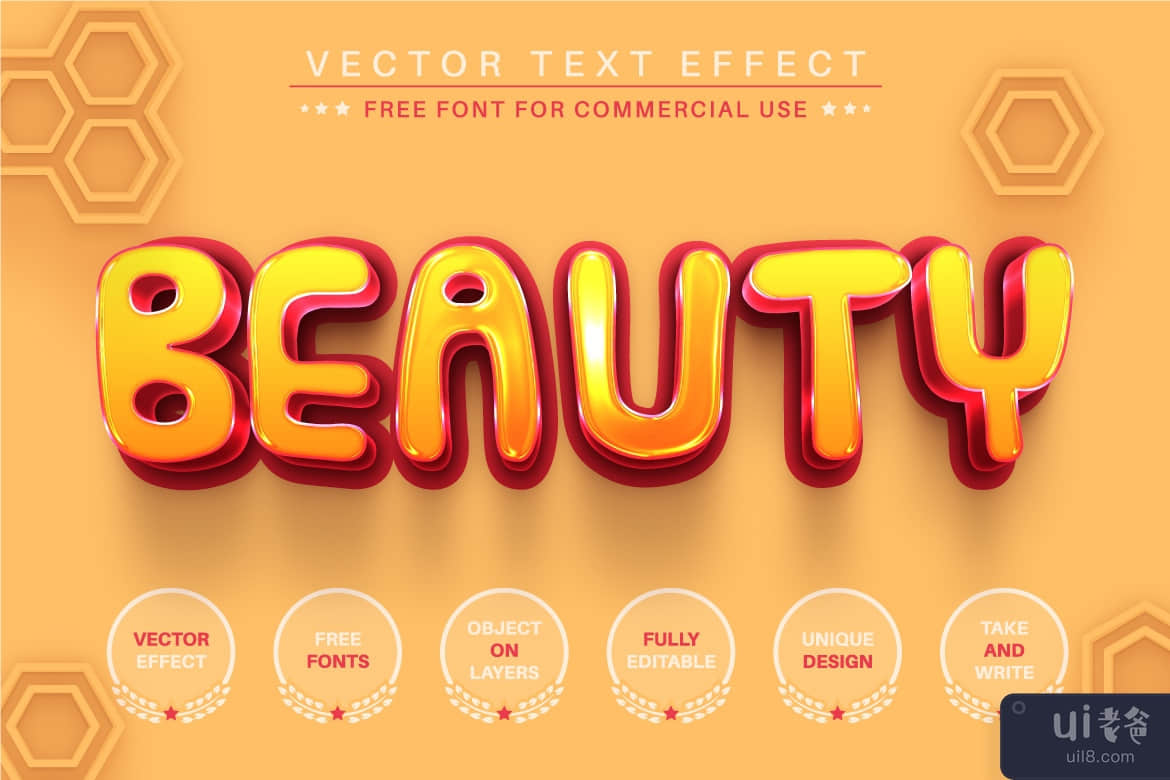Honey - 可编辑的文字效果，字体样式(Honey - Editable Text Effect, Font Style)插图2