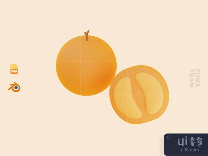 Cute 3D Fruit Illustration Pack - Orange