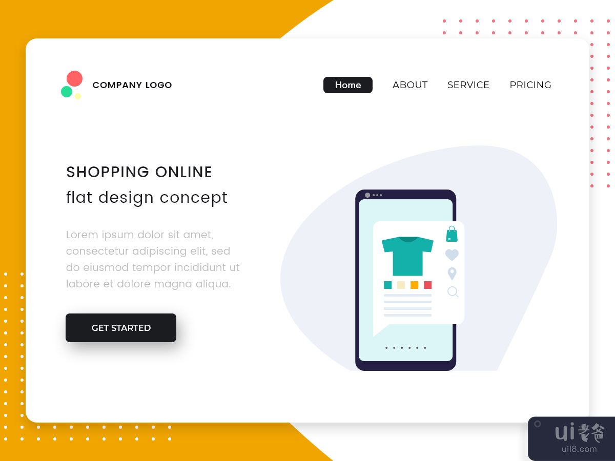登陆页面的在线购物平面设计(Shopping Online flat design for Landing page)插图