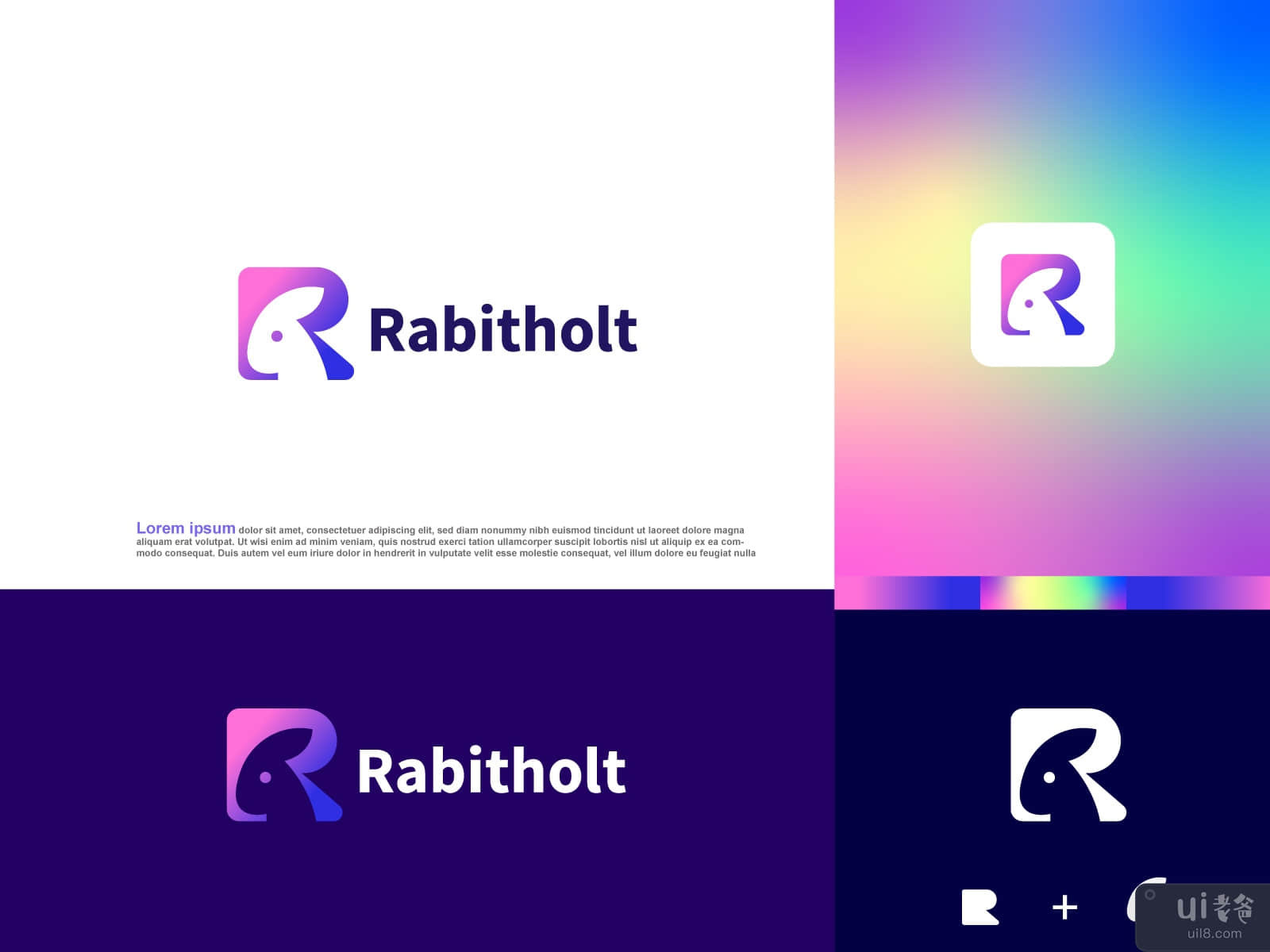 R letter mark logo design - R logo - R letter logo  Rabbit logo