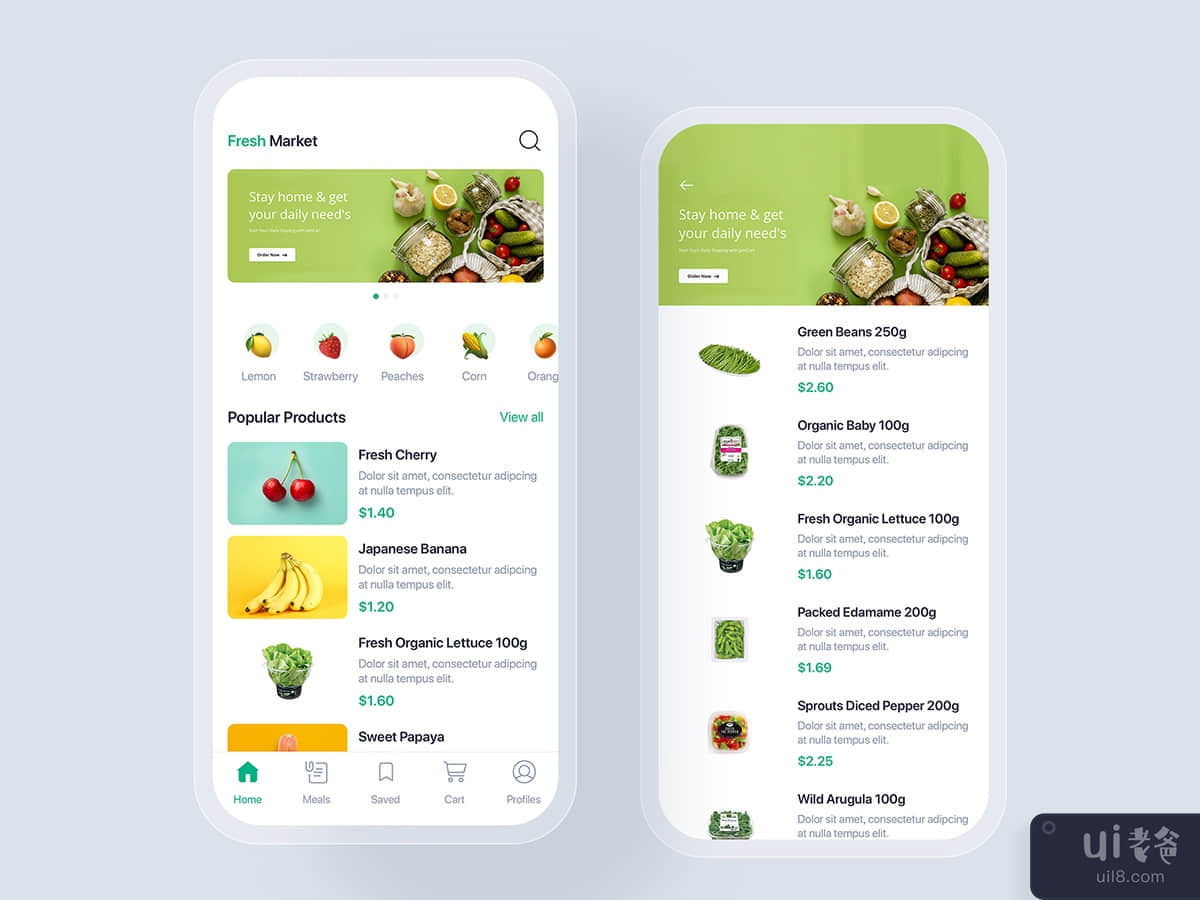 Grocery Store mobile UI concept