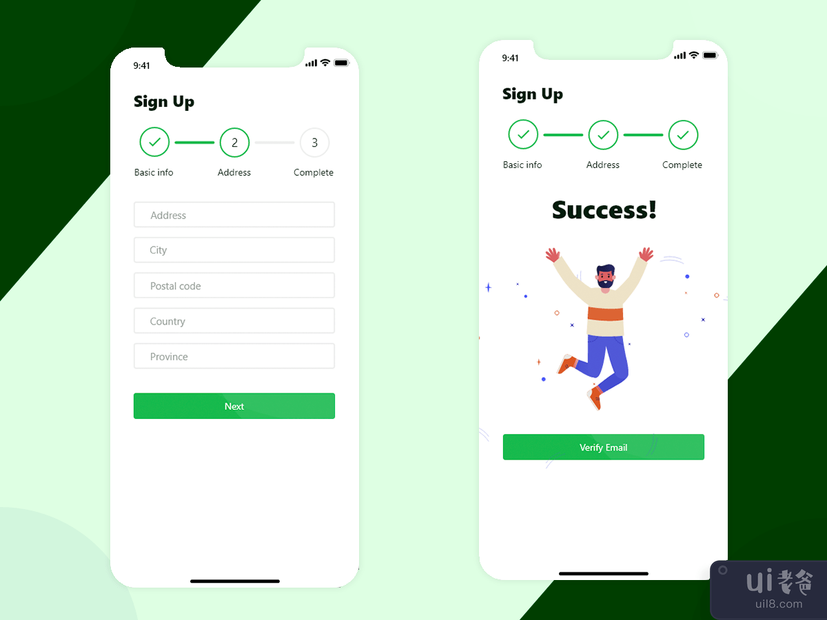 Animated signup App Design
