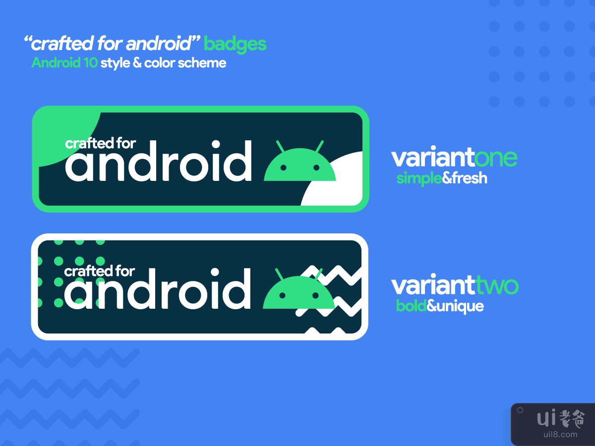 "Crafted for Android" badges—Android 10 style
