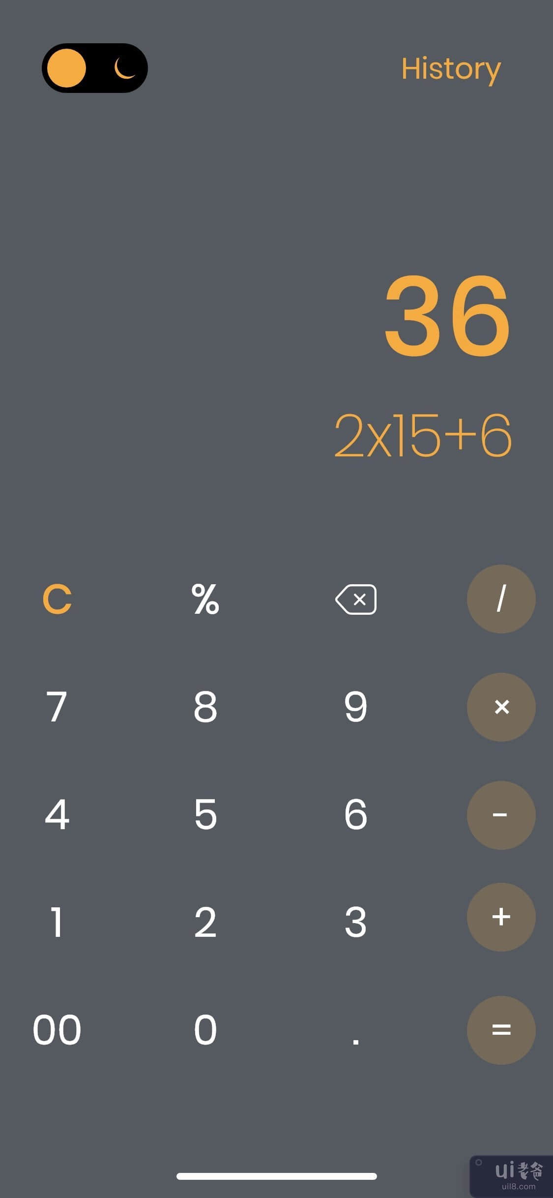 具有夜间和灯光模式的计算器 UI(Calculator Ui With Night & Light Mode)插图1