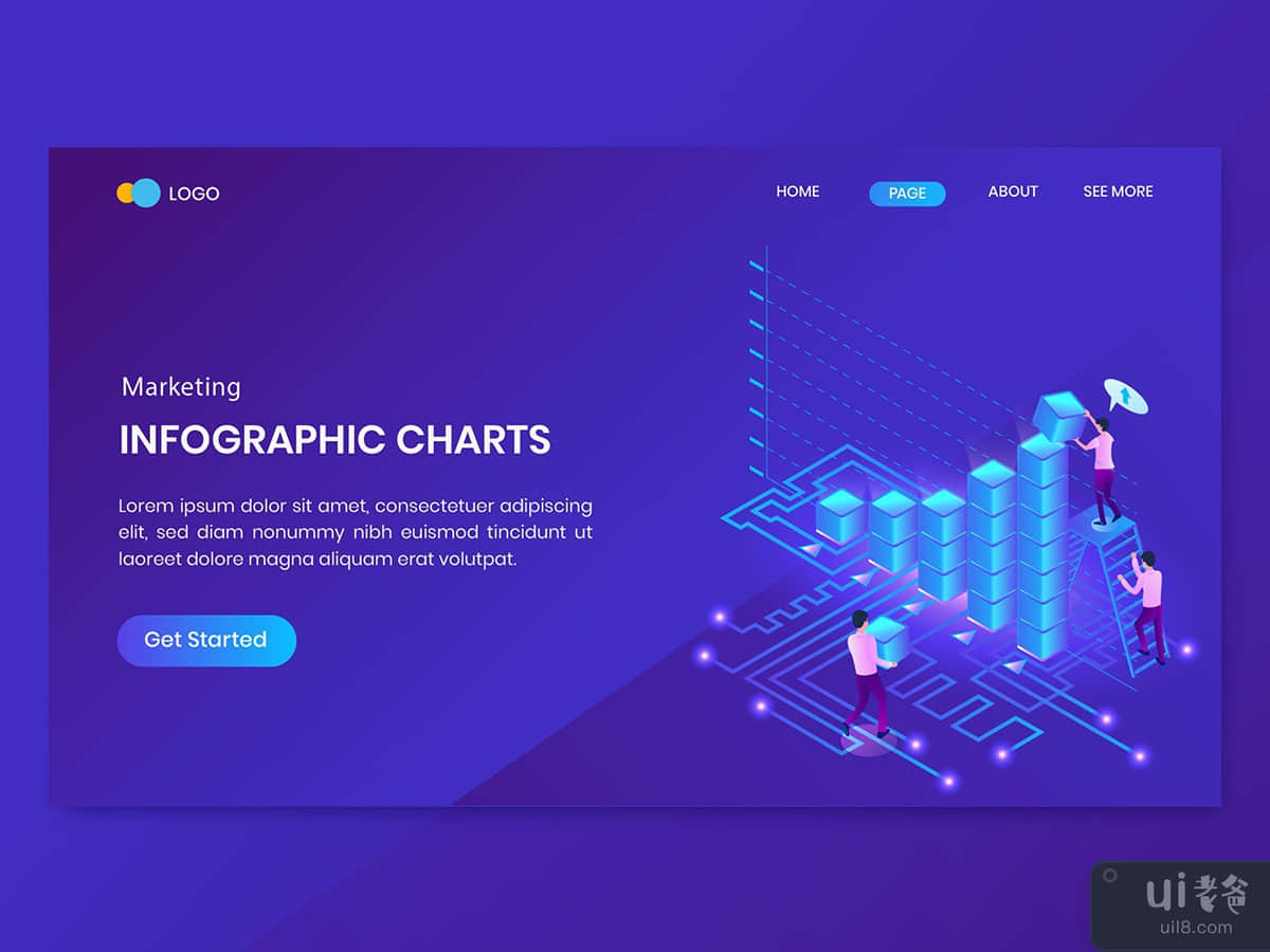 Management Solutions  Isometric Concept Landing Page