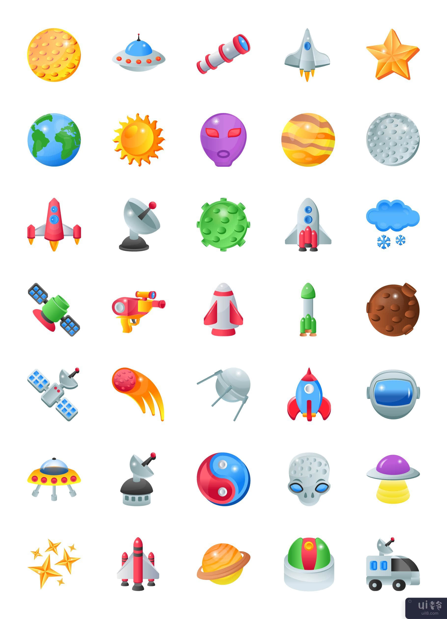 30 个空间图标-酷平面图标(30 Space Icons - Cool Flat Icons)插图7