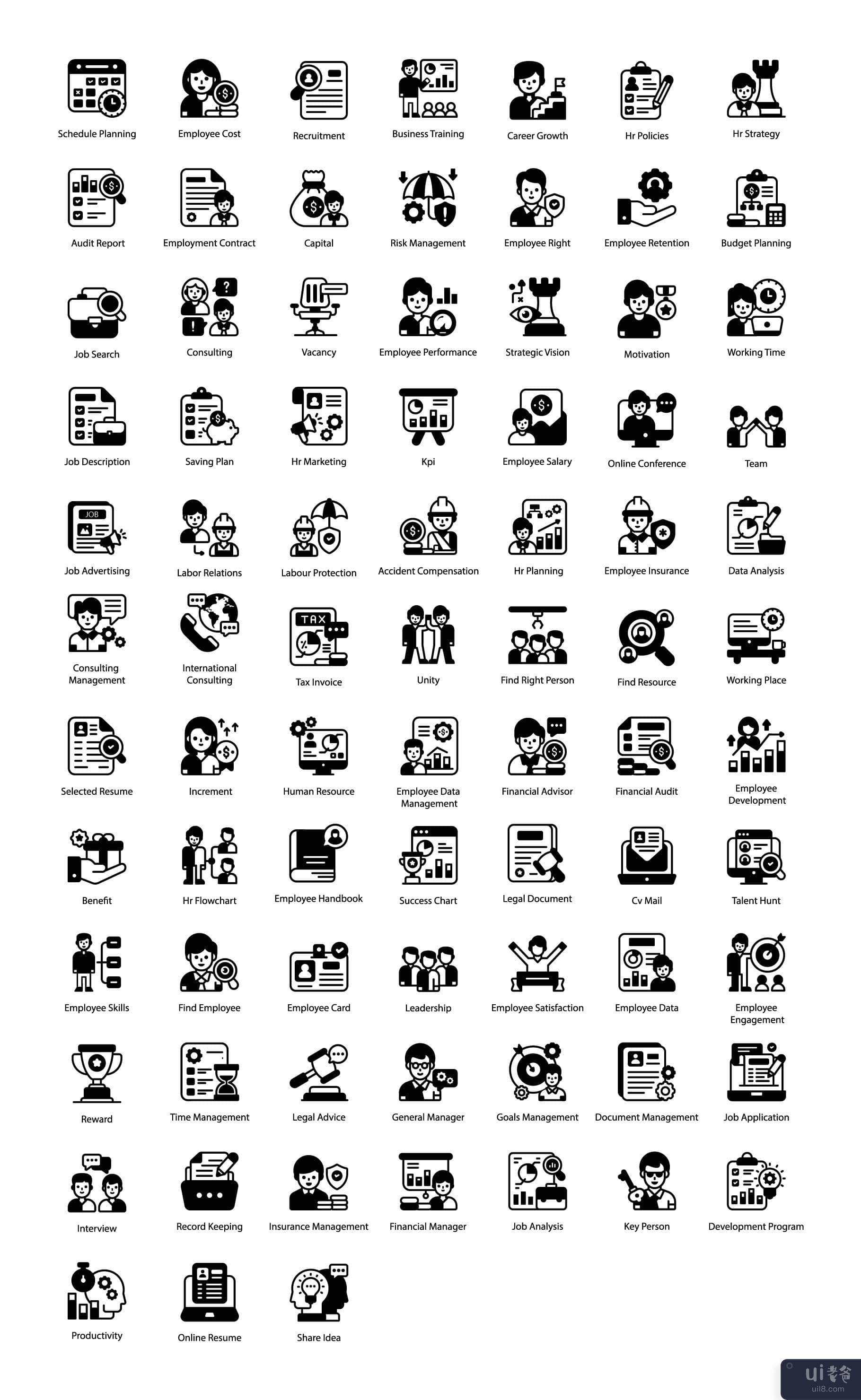人力资源实体图标包(Pack of Human Resources Solid Icons)插图1