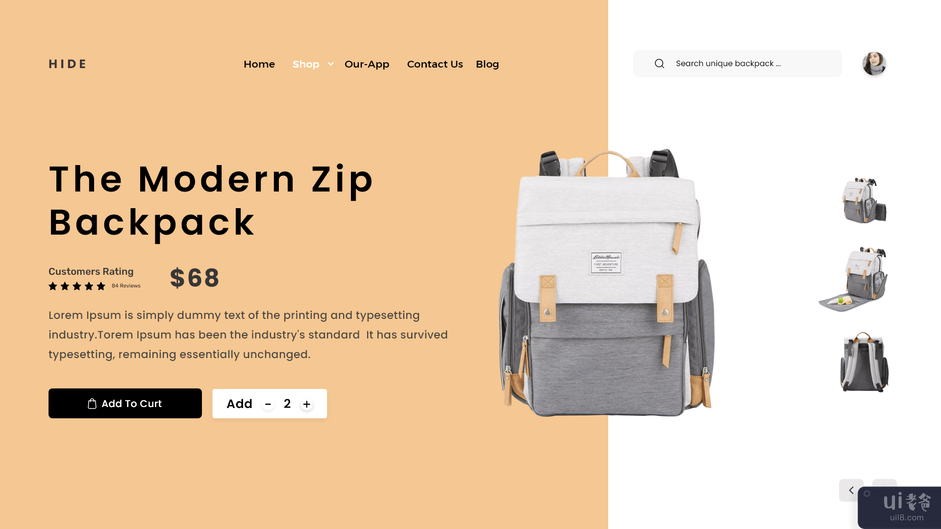 现代拉链背包 web_template(The Modern Zip Backpack web_template)插图