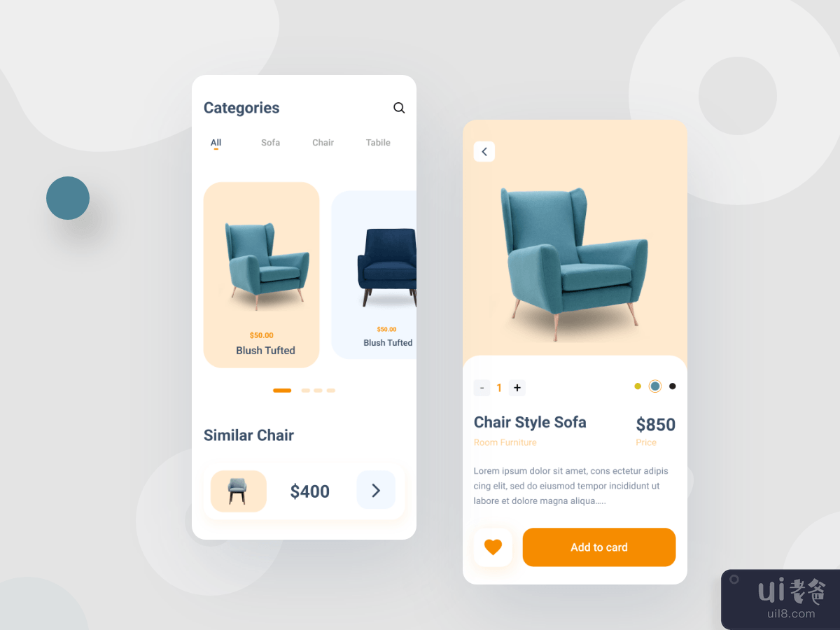 Chair shop ios app design