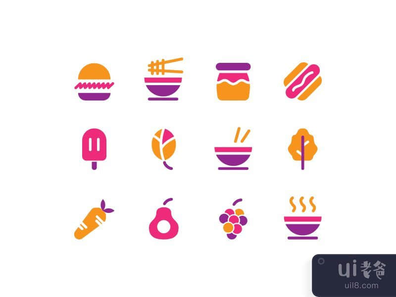 Food and beverage icon set vector isolated
