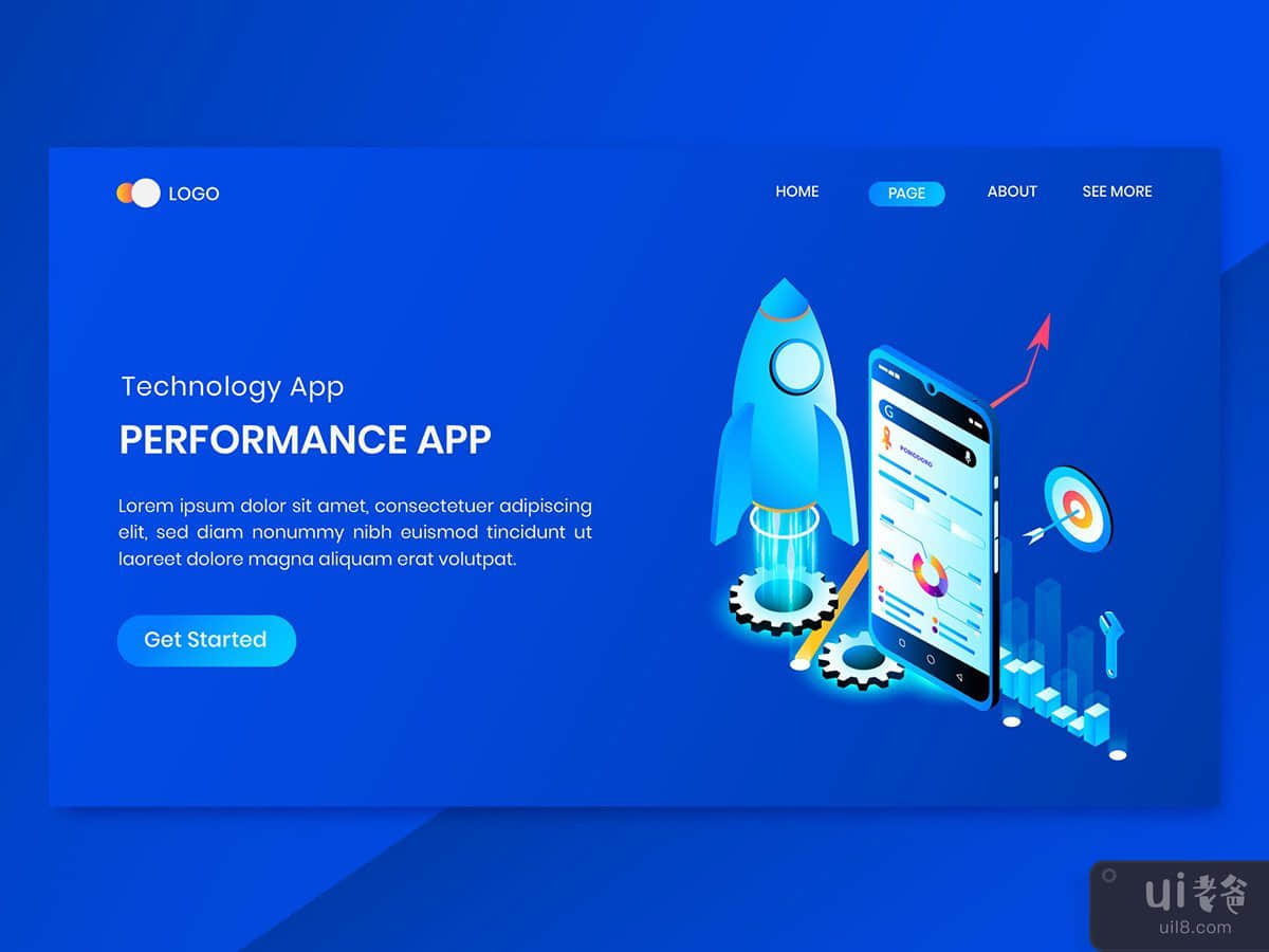 Technology  App Isometric Concept Landing Page