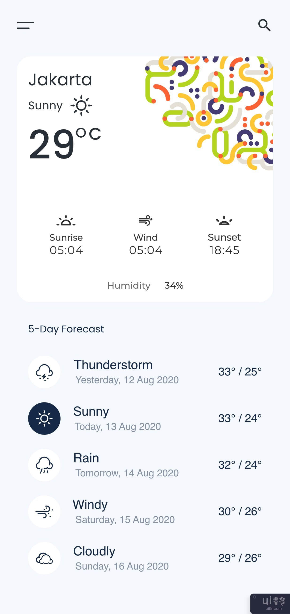 简单的天气应用程序设计(Simple Weather App Design)插图1