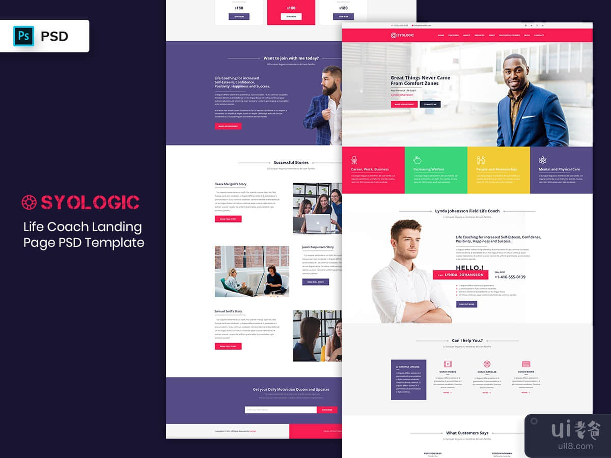 Life Coach Landing Page PSD Template