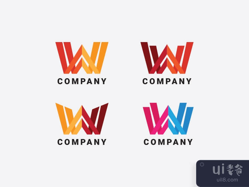 Initial letter w logo collection vector design template