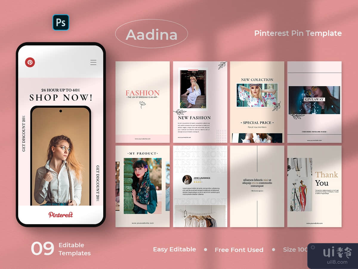 Aadina - Fashion Pinterest Pin Template