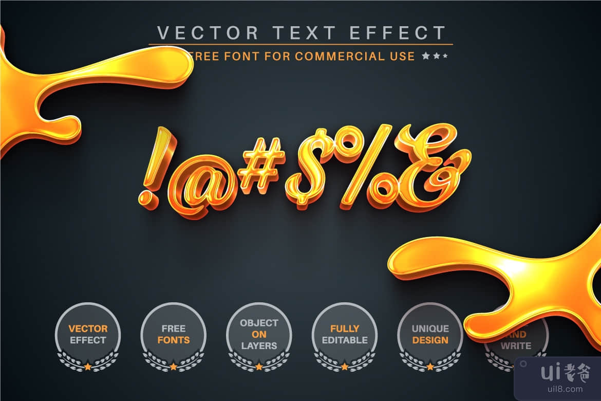 Golden Honey - 可编辑的文字效果，字体样式(Golden Honey - Editable Text Effect, Font Style)插图