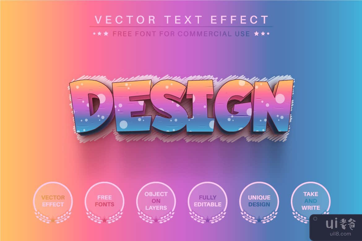 Rainbow Shading - 可编辑的文字效果，字体样式(Rainbow Shading - Editable Text Effect, Font Style)插图2