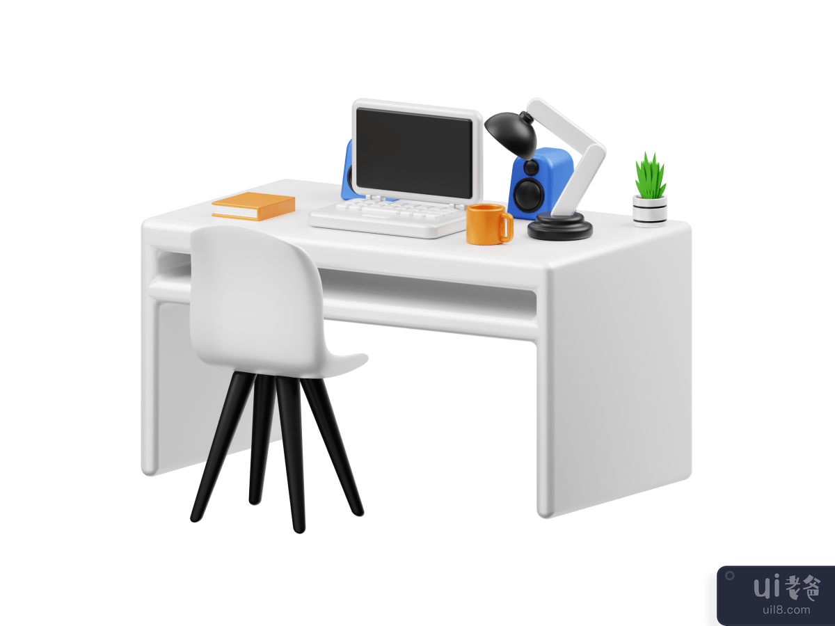 Room Desk 3D Render Illustration