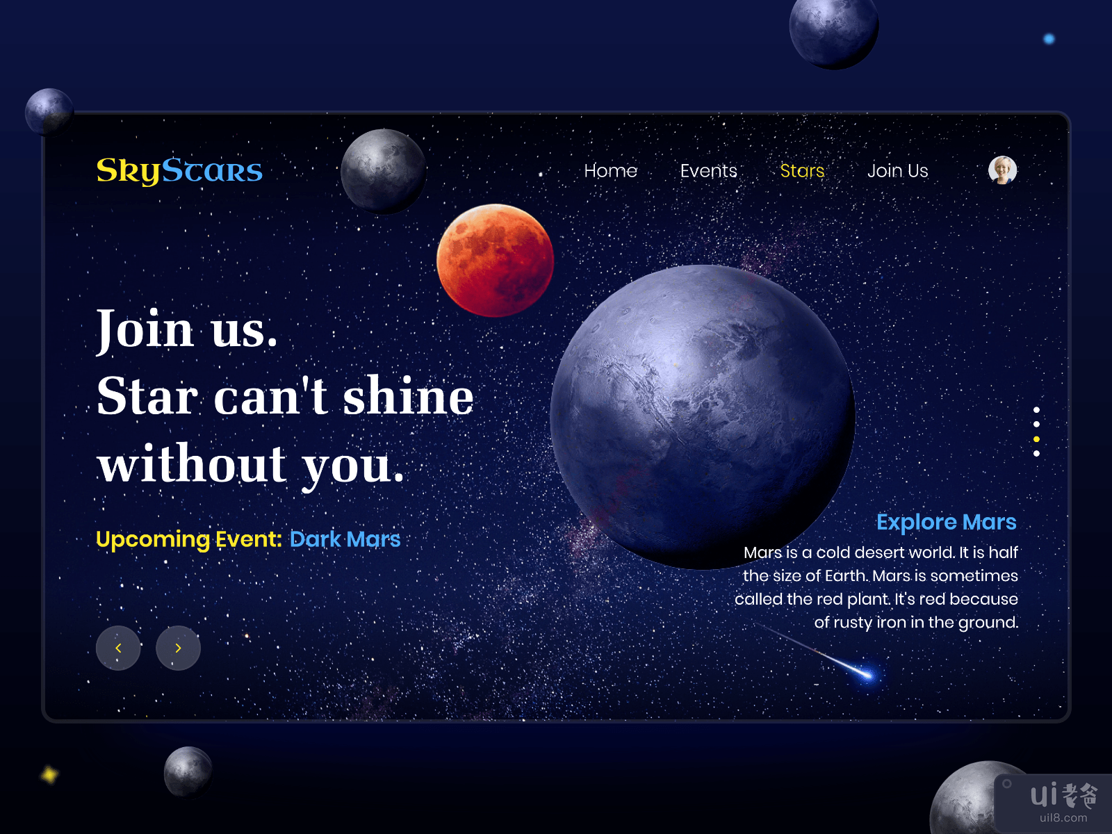 SkyStars - 观星应用登陆页面(SkyStars - Stargazing App Landing Page)插图1