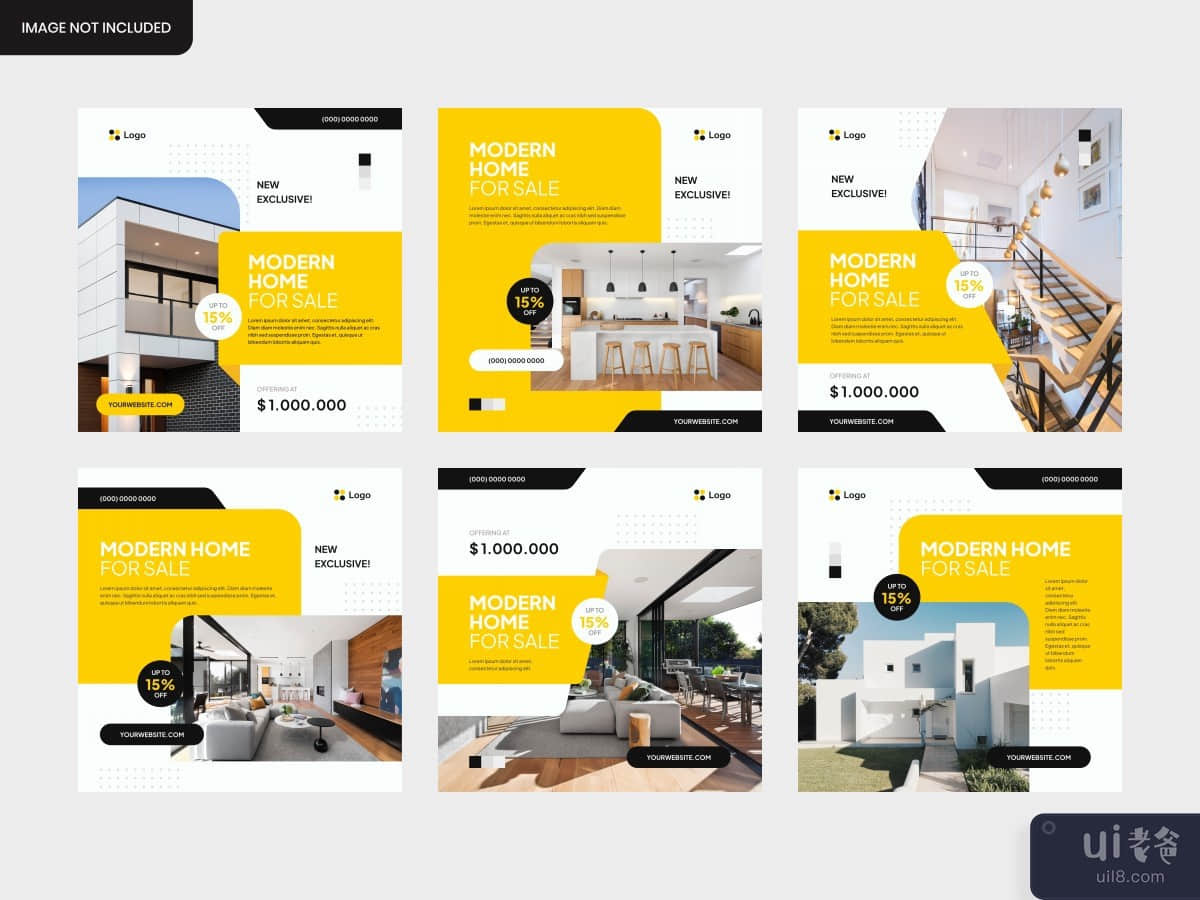 Yellow Property Social Media Instagram Post Feed Template