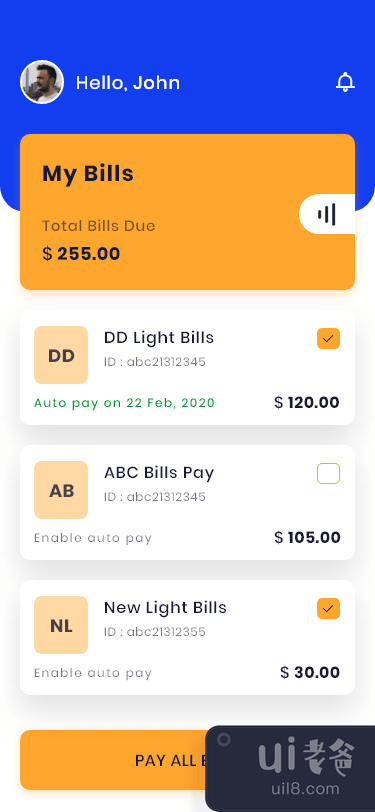 账单支付应用程序用户界面(Bill Pay App UI)插图1