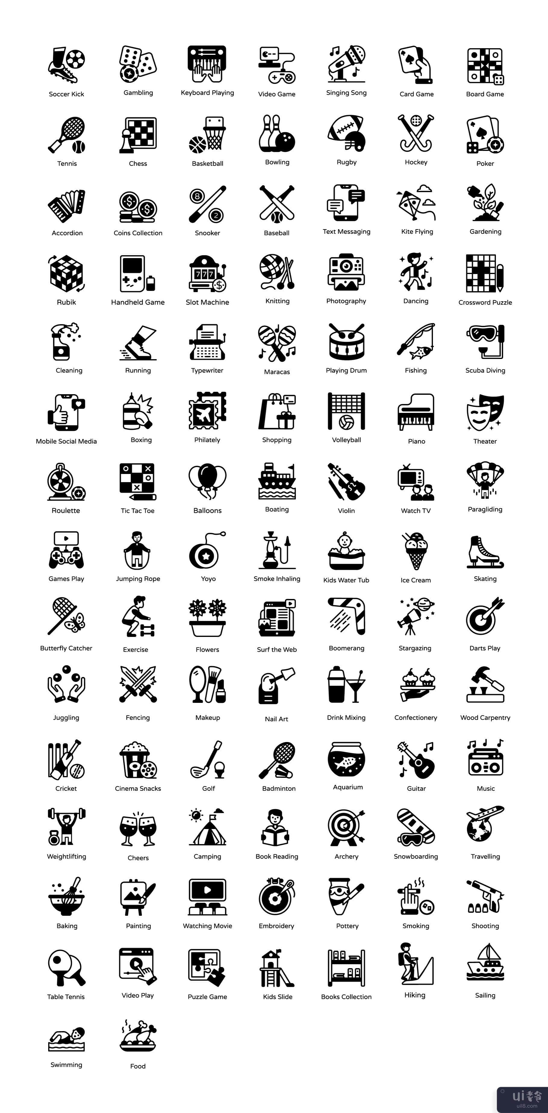 爱好和兴趣实体图标(Hobbies and Interests Solid Icons)插图