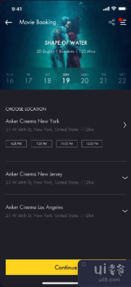 ANKER Cinema - 票务预订应用程序 UI 套件（第 1 部分）(ANKER Cinema - Ticket Booking App UI Kit (Part 1))插图4