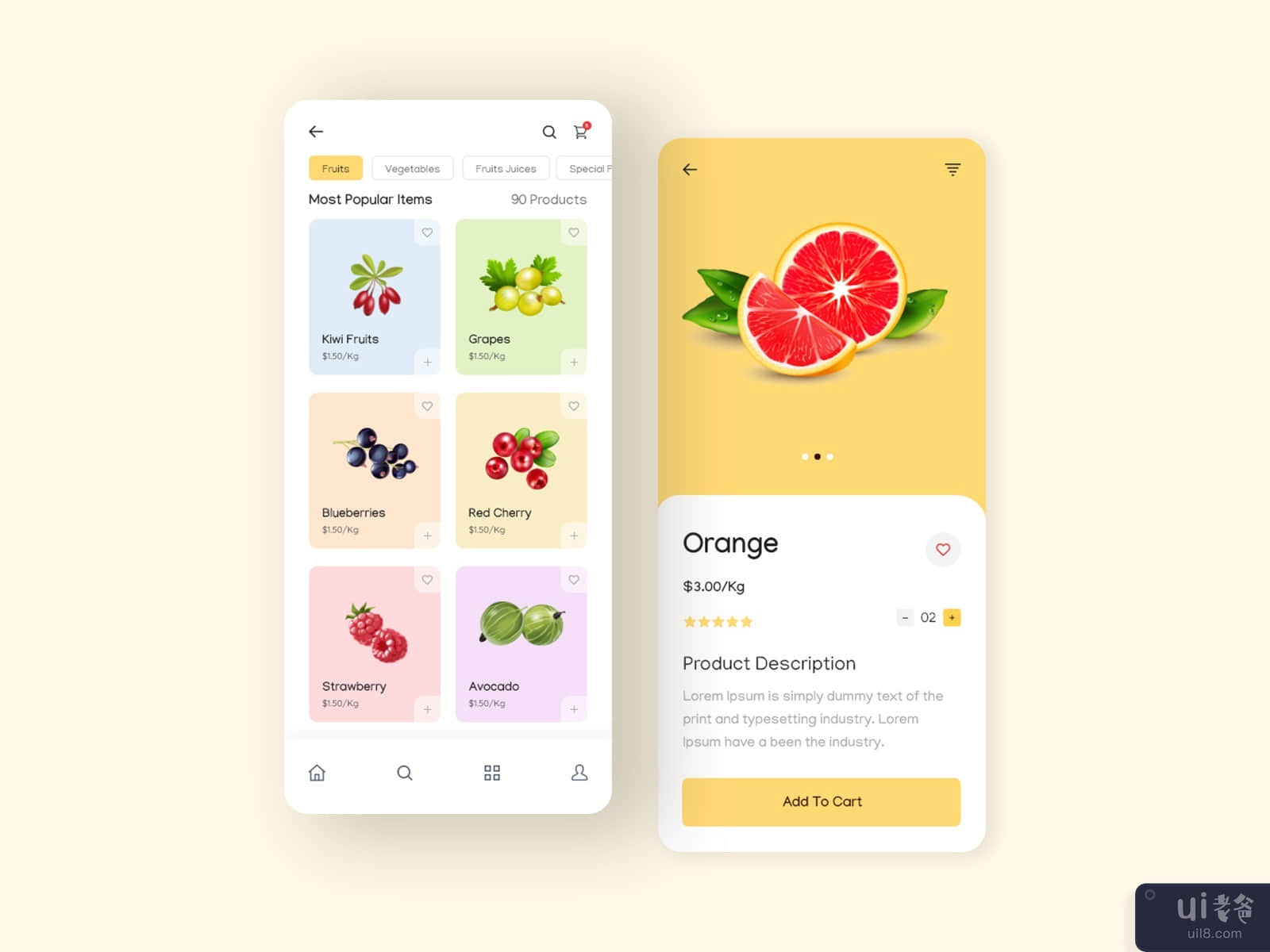 Fruit Shop App Design