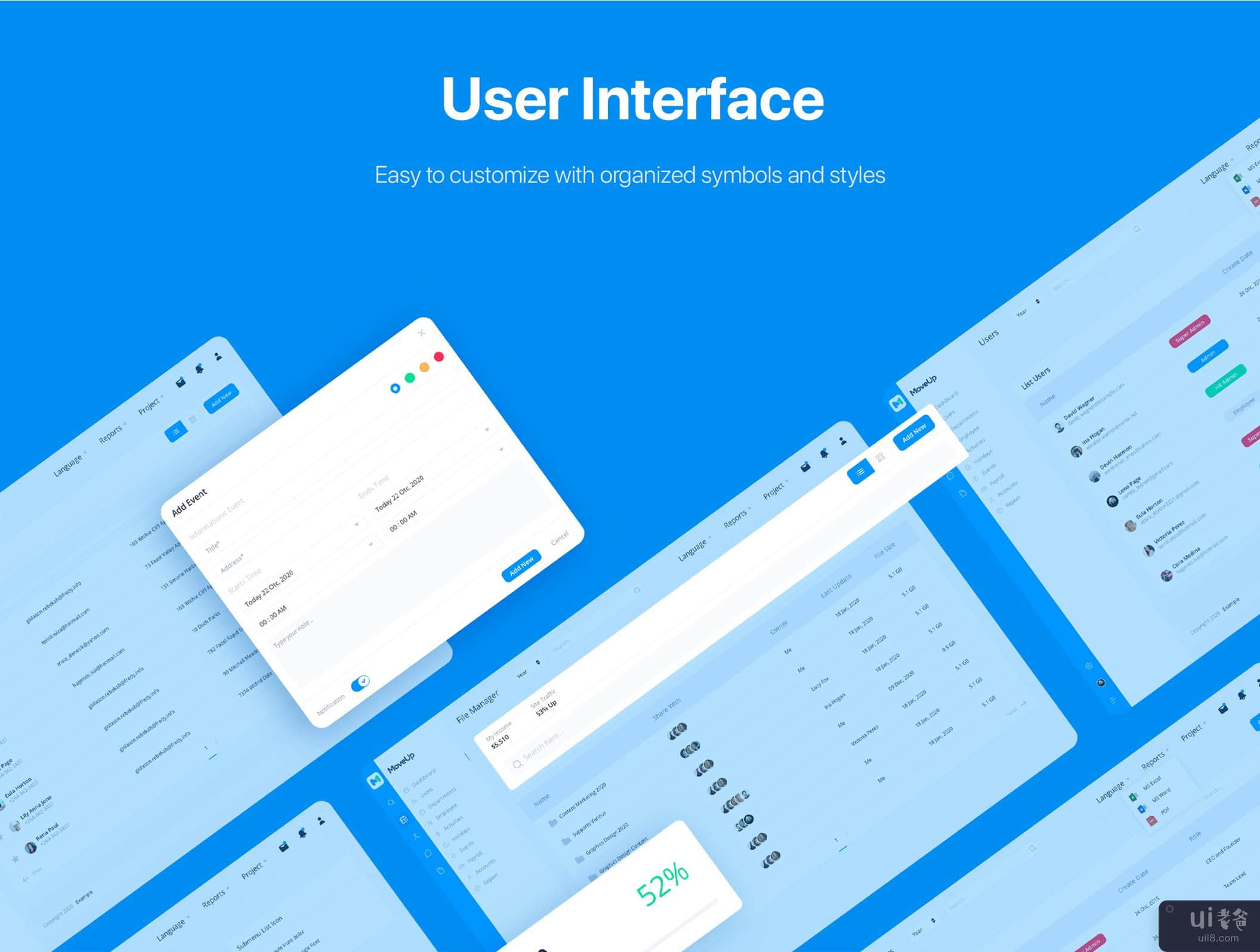 MoveUp - Sketch 的人力资源管理管理模板(MoveUp - HR Management Admin Template for Sketch)插图6