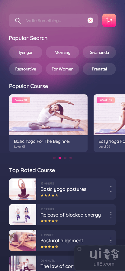 瑜伽应用概念 - 搜索和过滤(Yoga App Concept - Search & Filter)插图