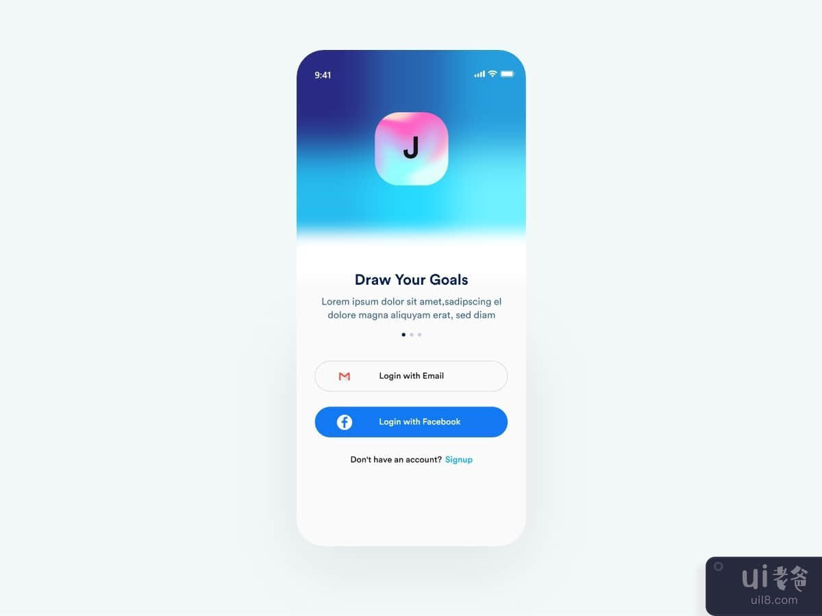 Landing Page App IOS Gradient Colors Blue