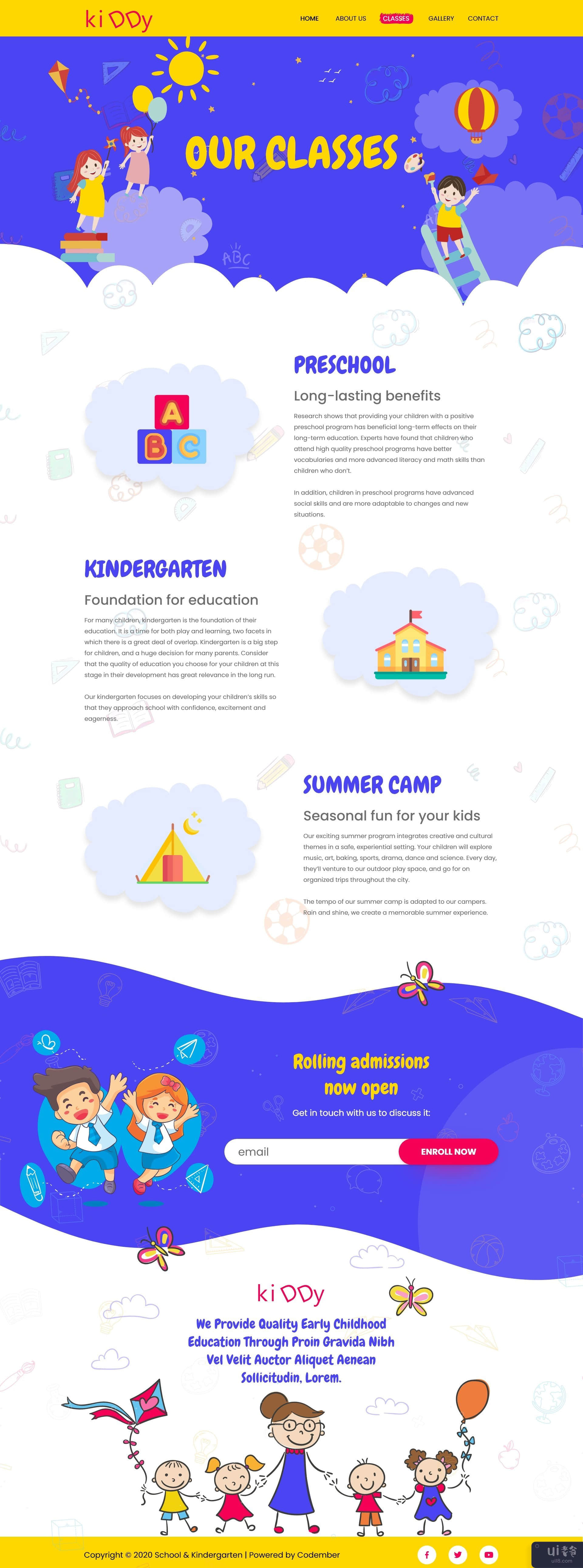 Kiddy-幼儿园网页界面设计(Kiddy-kindergarten Web UI Design)插图1