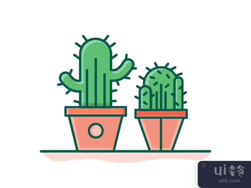 仙人掌二重奏图标说明(Cactus Duo Icon Illustration)插图1