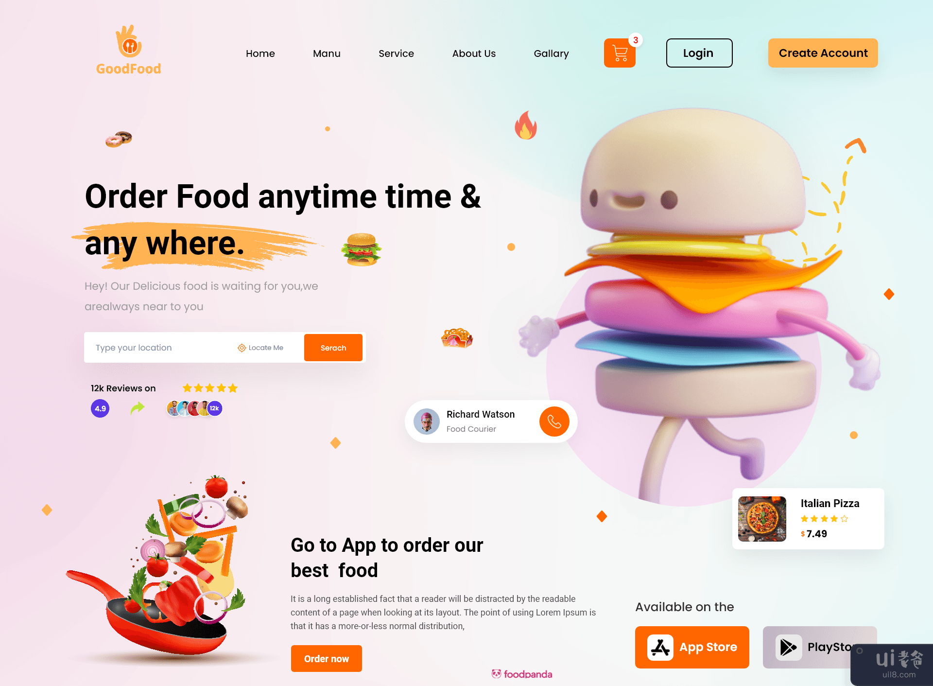 食品登陆页面设计(Food Landing Page Design)插图