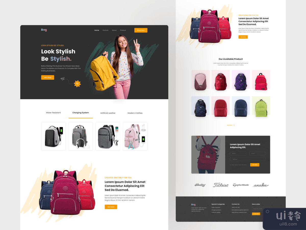  Product Landing page - School Bag!