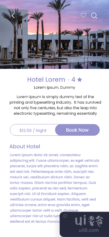 酒店预订应用程序 - UI 套件(Hotel booking app - UI Kits)插图