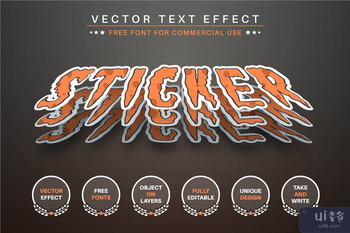 恐怖贴纸 - 可编辑的文字效果，字体样式(Horror Sticker - Editable Text Effect, Font Style)插图1