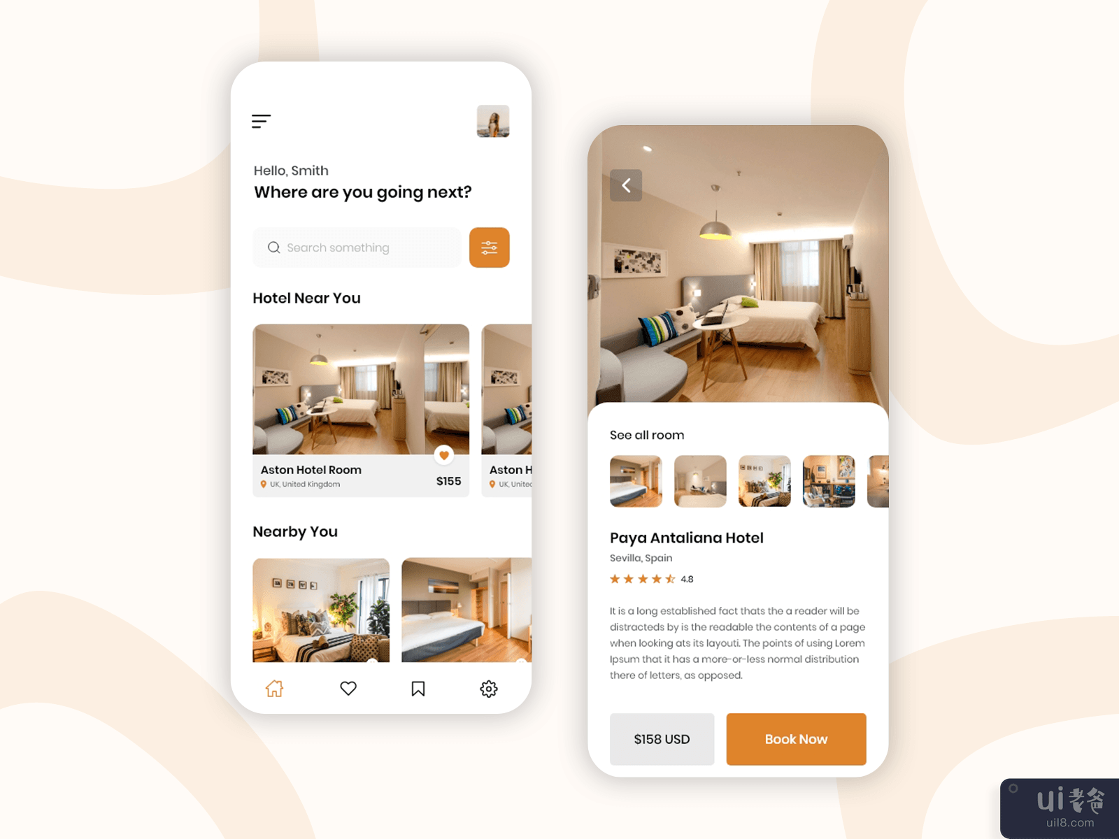 Online Hotel Room Booking Mobile App Ui