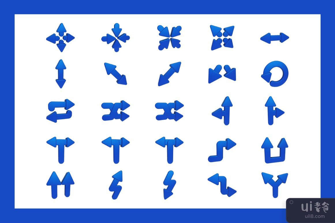 箭头 3D 图标集(Arrows 3D Icons Set)插图1