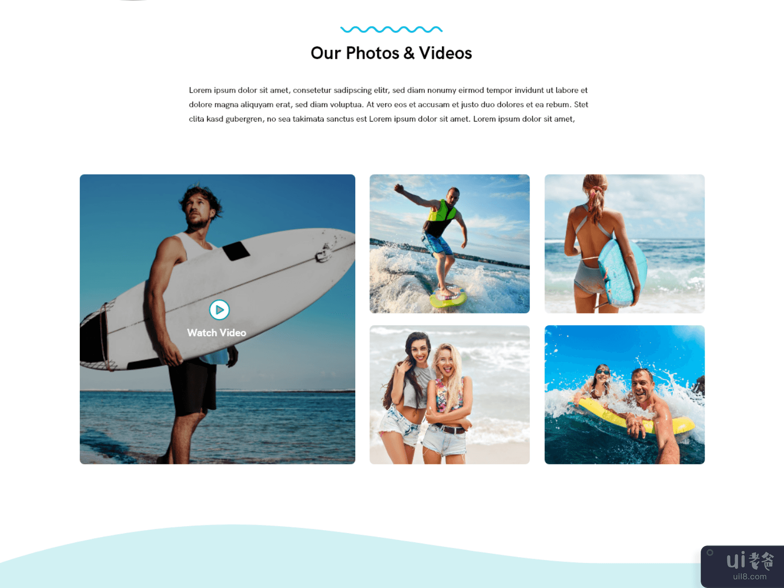 水上冲浪 - 冲浪和水上运动网页模板(Water Surfing - Surfing and Water Sports Web Template)插图4