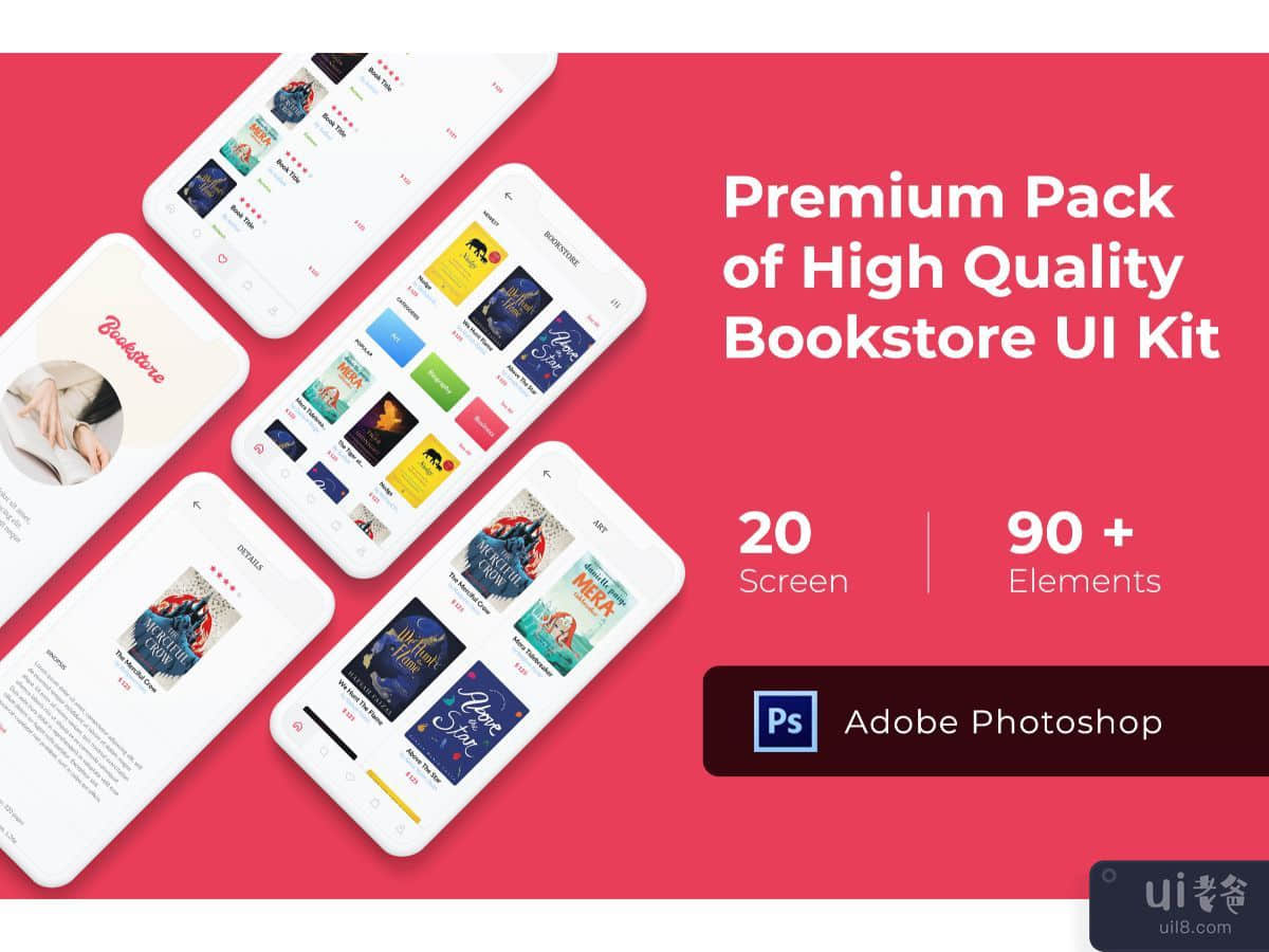 High Quality Bookstore UI KIT for Photoshop