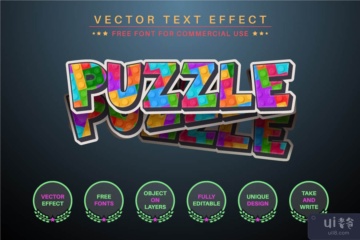 Puzzle Connect - 可编辑的文本效果，字体样式(Puzzle Connect - Editable Text Effect, Font Style)插图4