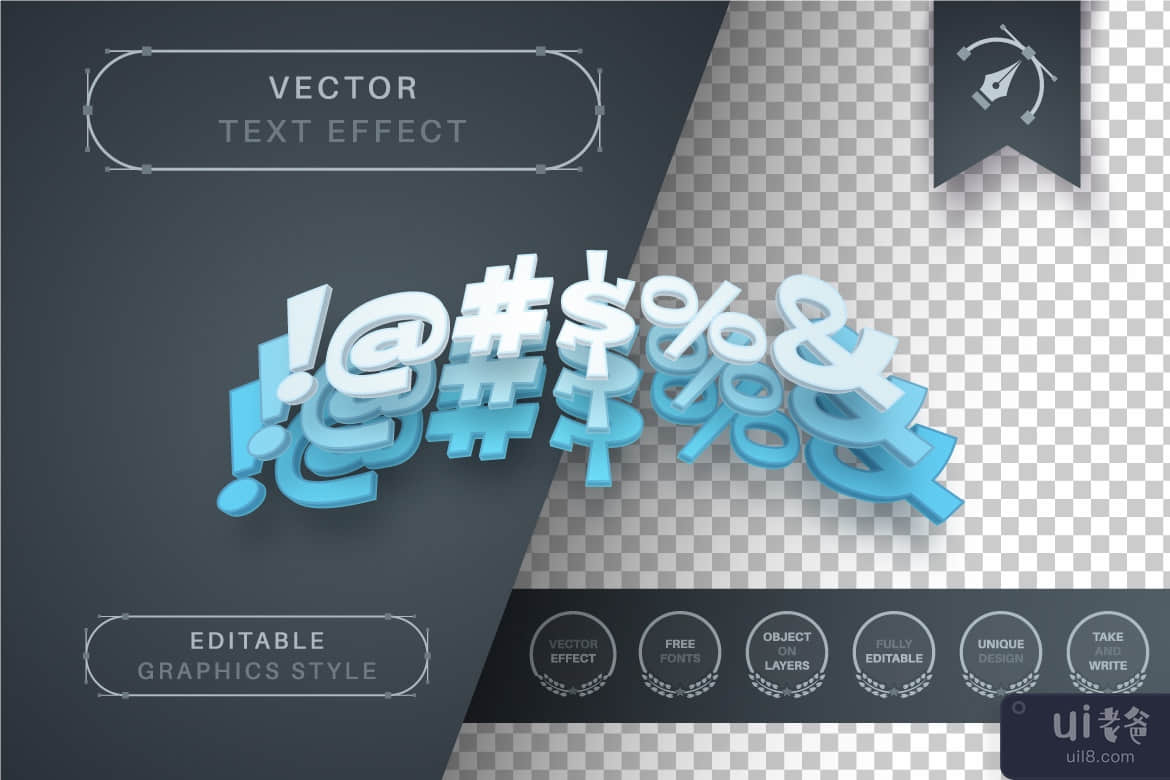 蓝色图层 - 可编辑的文本效果，字体样式(Blue Layers - Editable Text Effect, Font Style)插图2