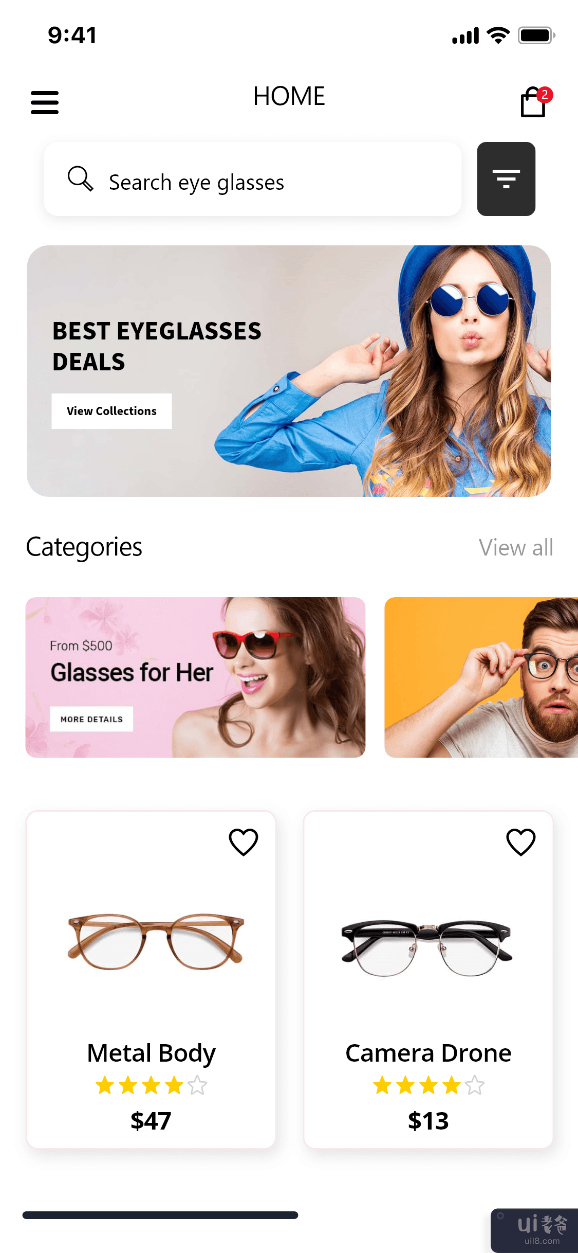 Eye Glass uikit - 电子商务移动商店(Eye Glass uikit - ECommerce Mobile shop)插图1