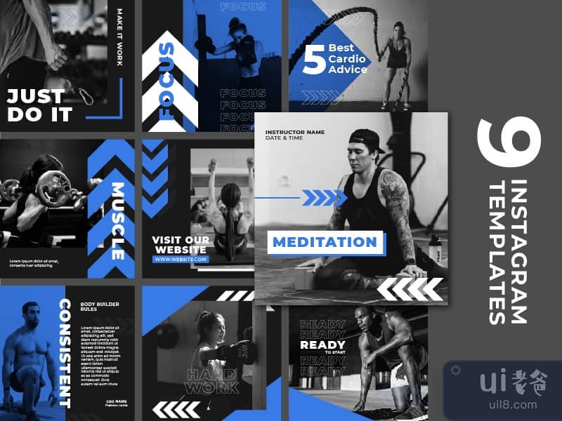 Sporty Blue Multiply Instagram Post Templates