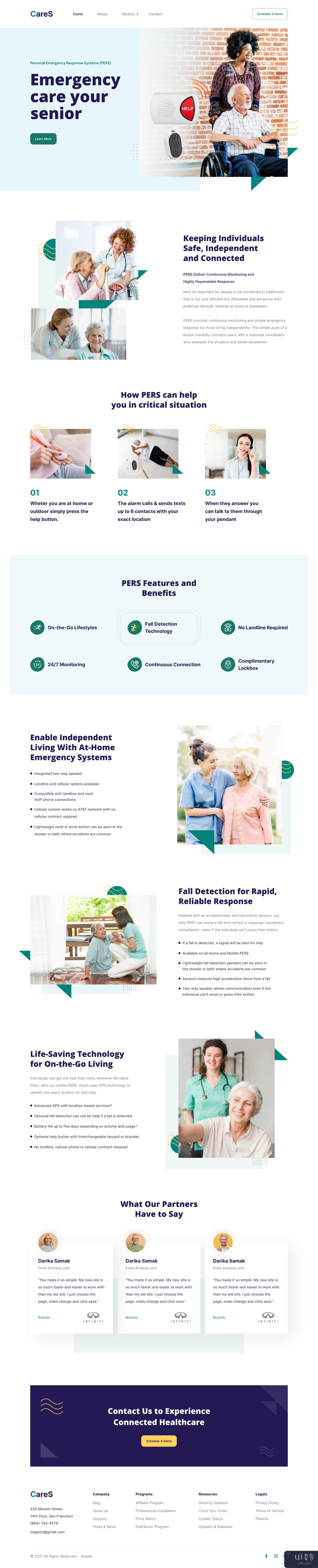 老年护理登陆页面设计(Elderly Care Landing Page Design)插图