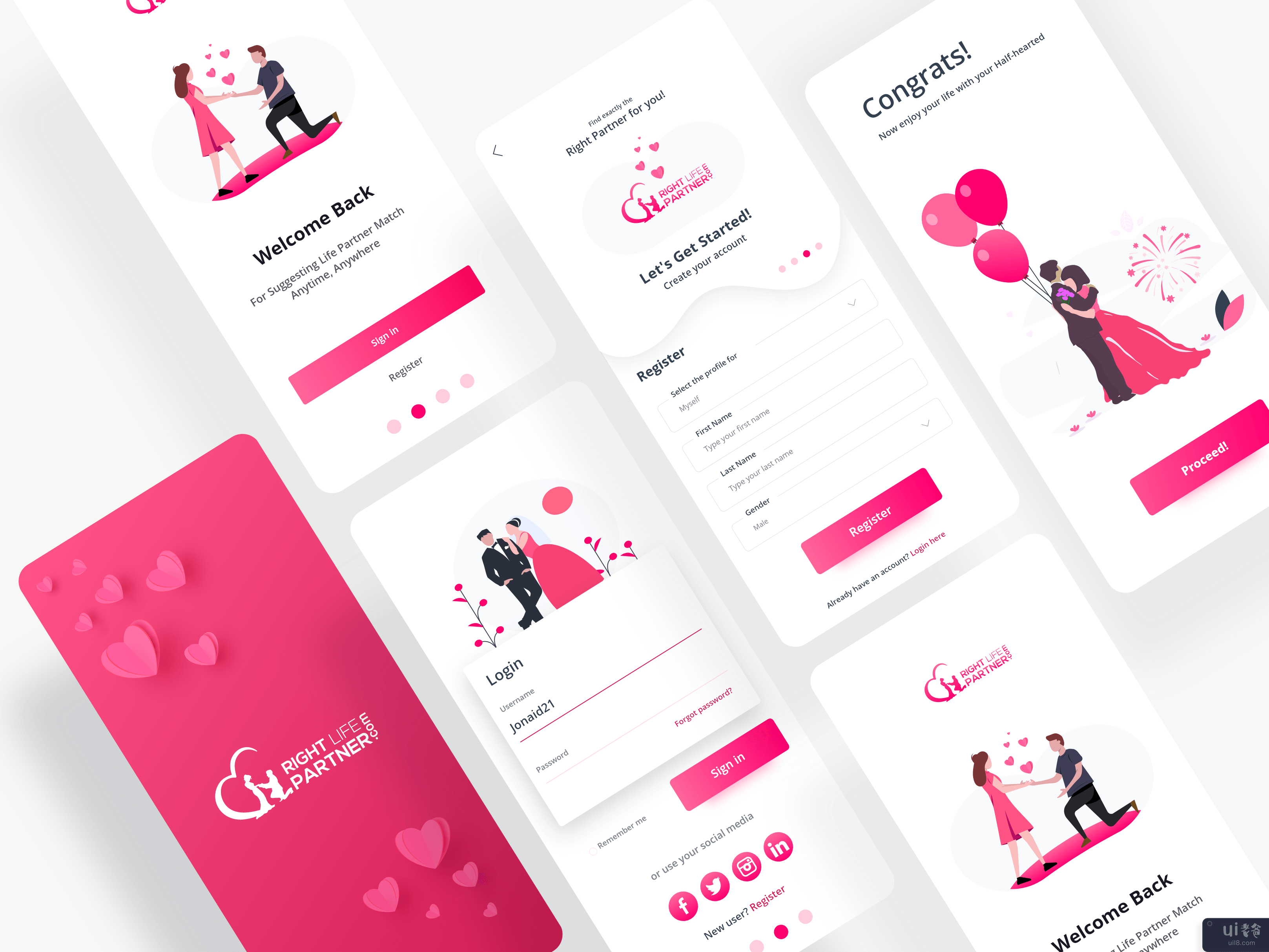 婚礼应用程序 UI 概念(Wedding app UI Concept)插图3