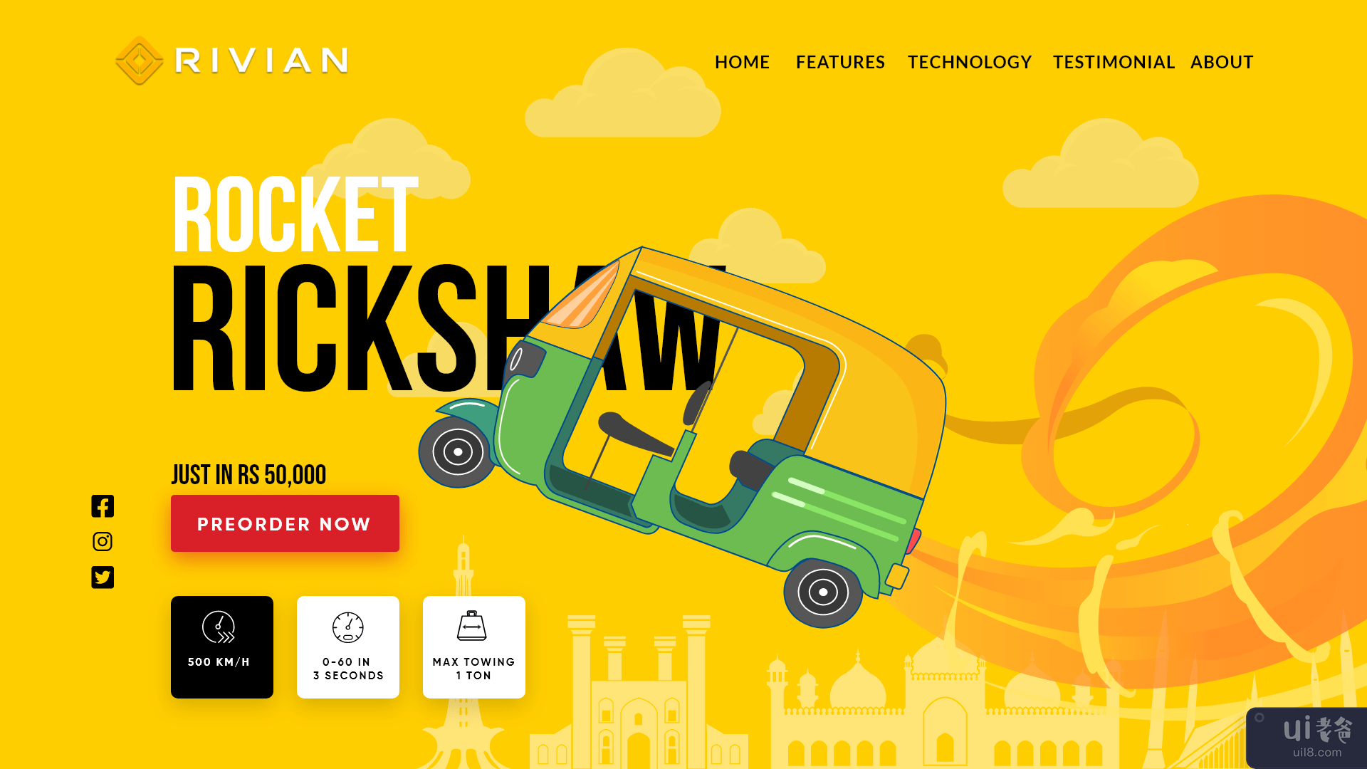 火箭人力车登陆页面(Rocket Rickshaw Landing Page)插图