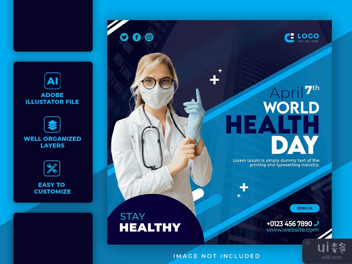 World health day social media template